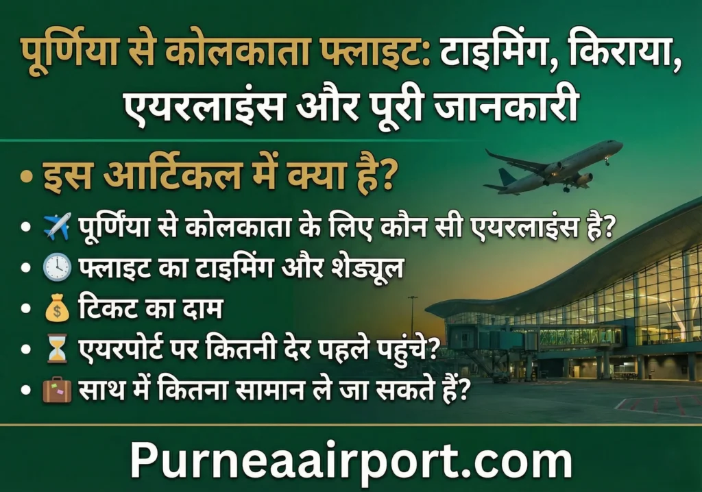 पूर्णिया से कोलकाता फ्लाइट